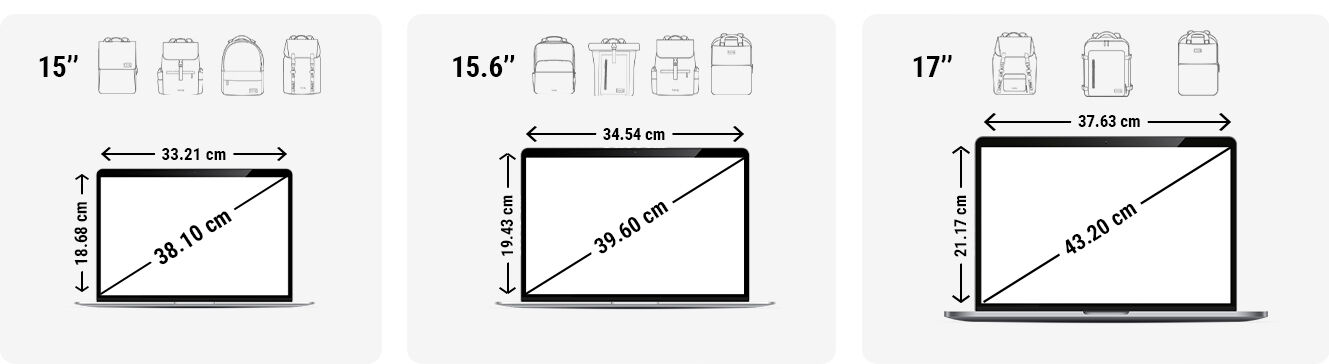 Now that you know the size of your computer, take a closer look at our bags and find the ones that match your needs.